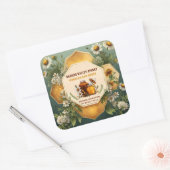 Floral Honey Jar Custom Label Quadratischer Aufkleber (Umschlag)