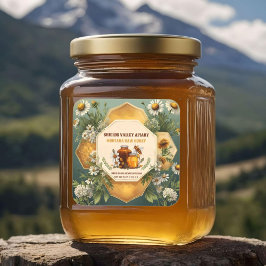Floral Honey Jar Custom Label Quadratischer Aufkleber