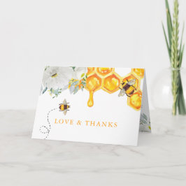 Floral Honeycomb Bumble Bee Baby Shower Thank You Dankeskarte