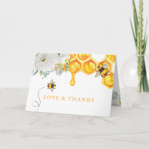 Floral Honeycomb Bumble Bee Baby Shower Thank You Dankeskarte