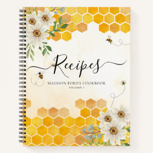 Floral Honeycomb BumbleBee Gelbe Rezept Notizblock
