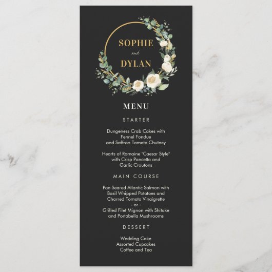 Floral Hoop EDITABLE FARBEN Wedding Menu Card Programm (Vorderseite)