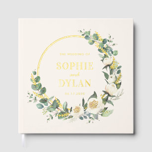 Floral Hoop Elegant Hochzeitssessbare Farbe Gästebuch