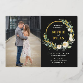 Floral Hoop FOIL Foto Hochzeit Einladung