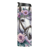 Floral Horse Girl Loves Horses Thermosbecher (Nach rechts gedreht)