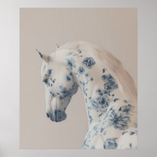 Floral Horse in Soft Pastels Poster