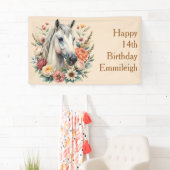 Floral Horse Teen Girl Birthday Banner (Insitu)