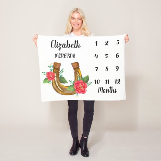 Floral Horseshoe Baby Milestone Fleecedecke (Beispiel)