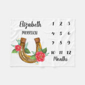 Floral Horseshoe Baby Milestone Fleecedecke (Vorderseite (Horizontal))