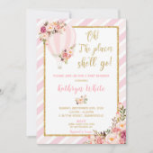 Floral Hot Air Ballon Baby Dusche Einladung Girl (Vorderseite)