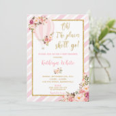 Floral Hot Air Ballon Baby Dusche Einladung Girl (Stehend Vorderseite)