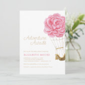 Floral Hot Air Ballon Baby Shooting Peony | Einladung (Stehend Vorderseite)