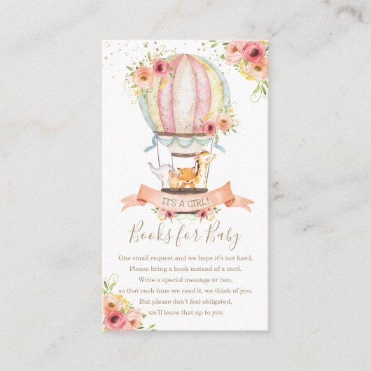 Floral Hot Air Ballon Baby Tiere bringen ein Buch Begleitkarte (Vorderseite)