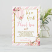 Floral Hot Air Ballon Babydusche Danke Karten (Stehend Vorderseite)