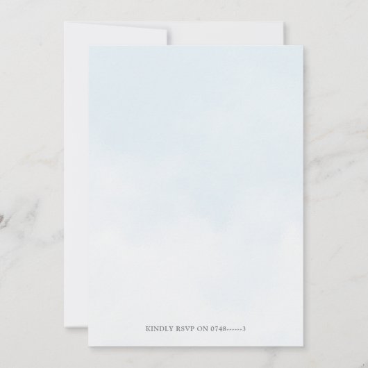 Floral Hot Air Ballon Blue Boy Baby Dusche Einladung (Rückseite)