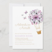 Floral Hot Air Ballon Butterfly | Einladung (Vorderseite)