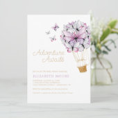 Floral Hot Air Ballon Butterfly | Einladung (Stehend Vorderseite)