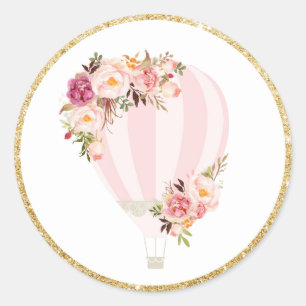 Floral Hot Air Ballon Gefallen Aufkleber Labels