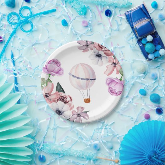 Floral Hot Air Ballon Reisen Brautparty Pappteller (Party)