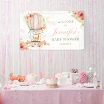 Floral Hot Air Ballon Tier Babydusche Hintergrund