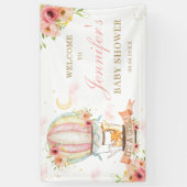 Floral Hot Air Ballon Tier Babydusche Hintergrund Banner (Vertikal)