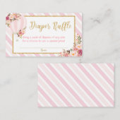 Floral Hot Air Ballon Windeln Raffel Begleitkarte (Vorne/Hinten)