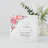Floral Hot Pink Elegantes Brautparty Wasserfarbe Einladung (Stehend Vorderseite)
