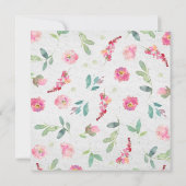 Floral Hot Pink Elegantes Brautparty Wasserfarbe Einladung (Rückseite)