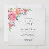 Floral Hot Pink Elegantes Brautparty Wasserfarbe Einladung (Vorderseite)