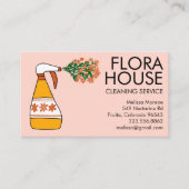 Floral House Reinigungsservice Spray Flasche Retro Visitenkarte (Vorderseite)