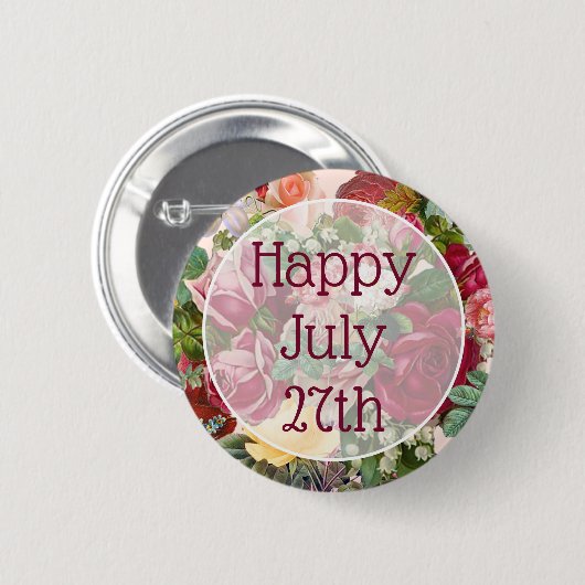 Floral Hübsch Happy Message Button (Vorne & Hinten)