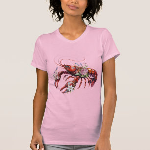 Floral Hummer Crawfish Art T-Shirt