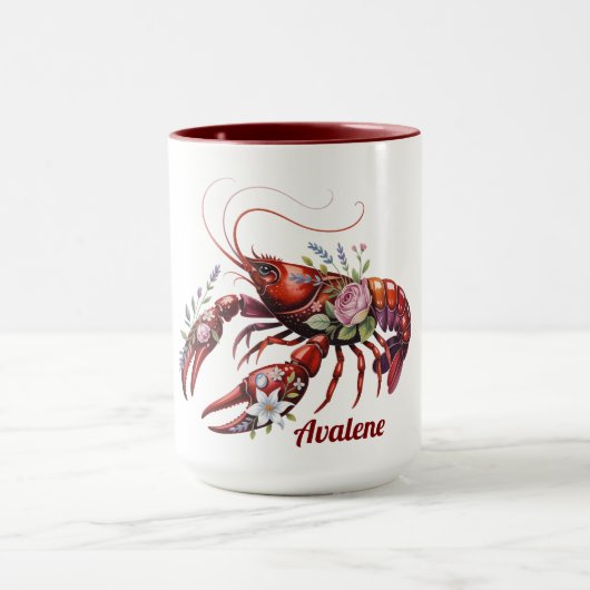 Floral Hummer Crawfish Art Tasse (Zentrum)