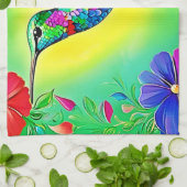 Floral Hummingbird Design Geschirrtuch (Gefaltet)
