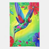 Floral Hummingbird Design Geschirrtuch (Vertikal)