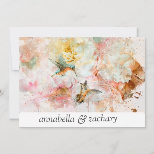 *~* Floral Hummingbird FOTO QR UAWG AR26 WEDDING Einladung (Vorderseite)