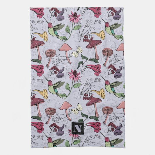 Floral Hummingbird Garden Lavender Lila Geschirrtuch (Vertikal)