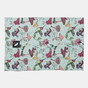 Floral Hummingbird Garden Minze Geschirrtuch
