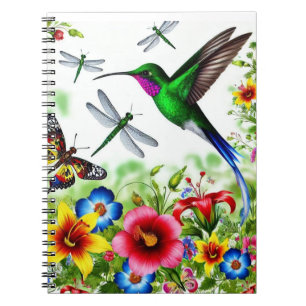 Floral Hummingbird Garden Notizblock