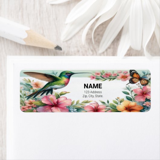 "Floral Hummingbird Personalisiert Name Tag". (Insitu)