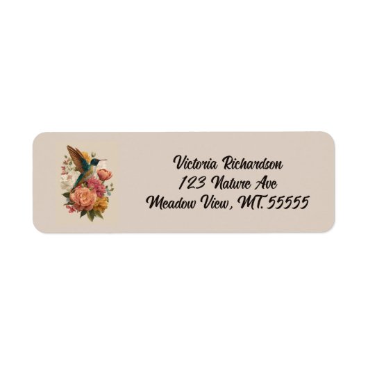 Floral Hummingbird Return Address Label (Vorne)