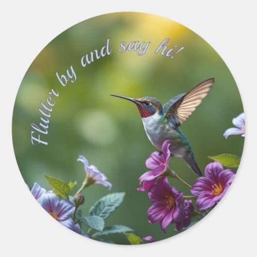 Floral Hummingbird Runder Aufkleber (Vorderseite)