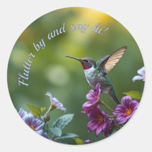 Floral Hummingbird Runder Aufkleber