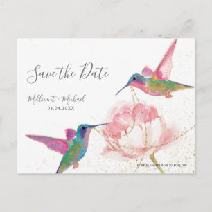 Floral Hummingbird Save the Date Postkarte