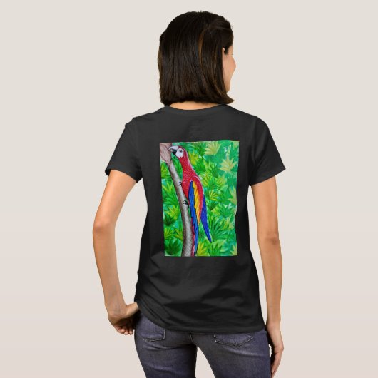 Floral Hummingbird Wave T-Shirt (Schwarz voll)