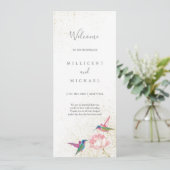 Floral Hummingbirds Rainbow Gold Wedding Program Programm (Stehend Vorderseite)