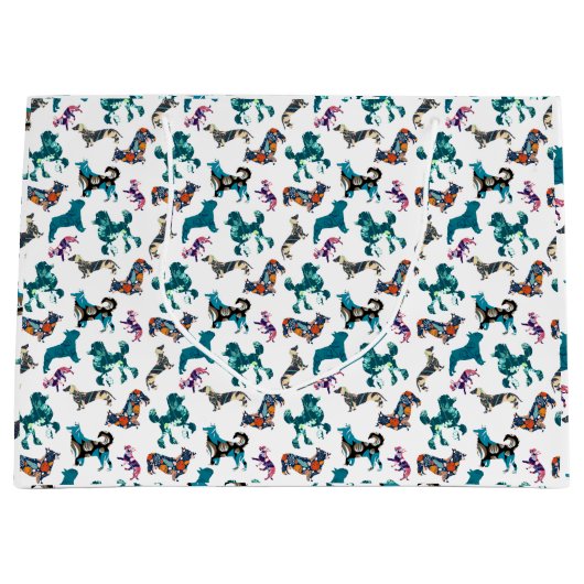 Floral Hunde Große Geschenktüte (Vorderseite)