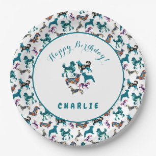 Floral Hunde Pappteller