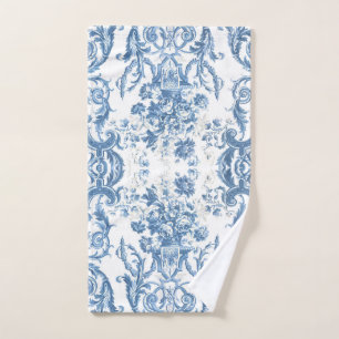 Floral Hütte Elegantes English Country Blue White Handtuch