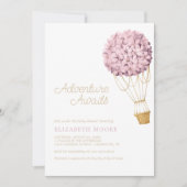 Floral Hydrangea Air Balloon Babydusche | Einladung (Vorderseite)